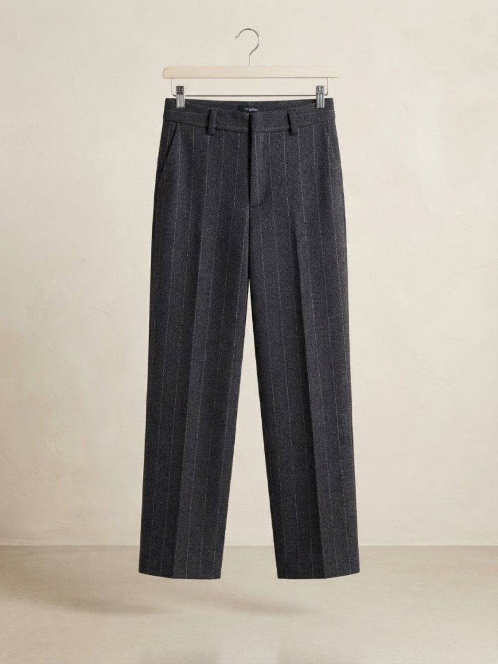 Theory Pinstripe Linen Blend Straight Leg Trousers 2